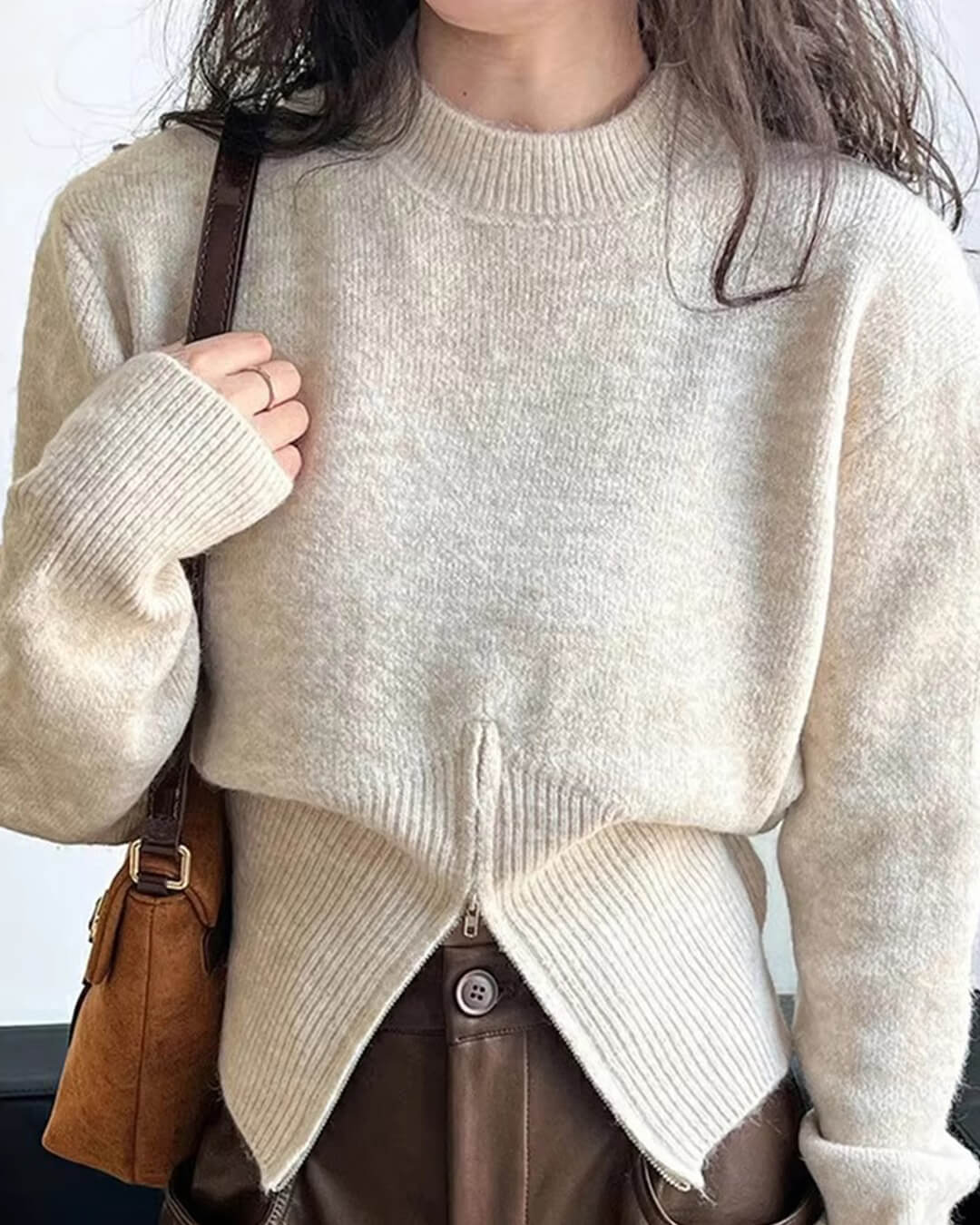 SOERA Amara Slim Waist Pullover - Tops - 1005010053567470-;MV1764703454251369120 Beige S